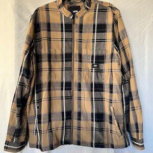 Vans Full Zip Classic Fit Long Sleeve Ayer Flannel Woven Plaid Shirt Size L